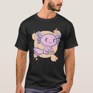 Bubble Tea Axolotl Boba Mjölk Kawaii Anime Pastel  T Shirt