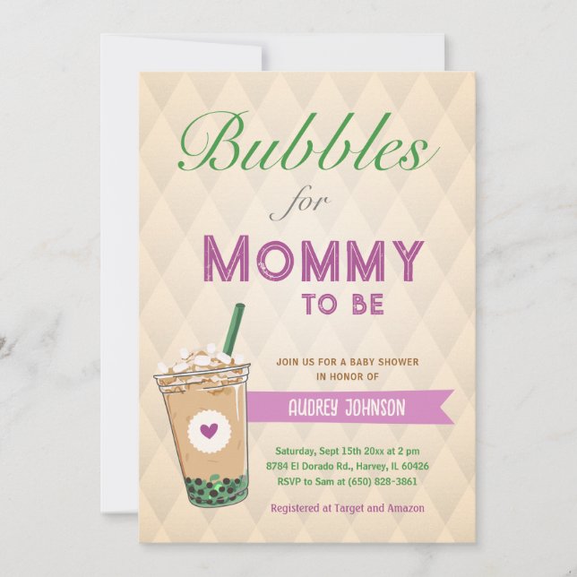 Bubble Tea Baby Shower Coffee koreanska Kpop Boba Inbjudningar (Framsida)