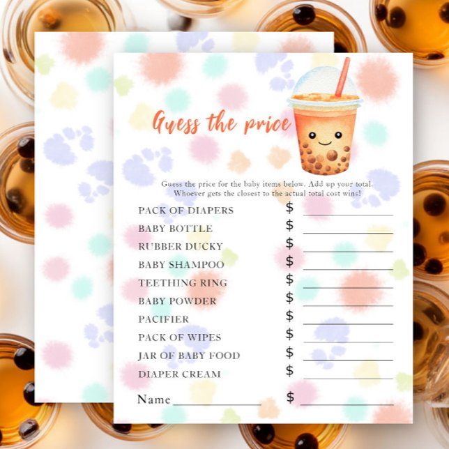 Bubble tea baby shower - Price Guess Game (Skapare uppladdad)