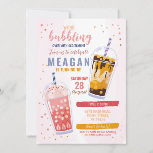 Bubble Tea Birthday Cafe Shop Firande Inbjudningar