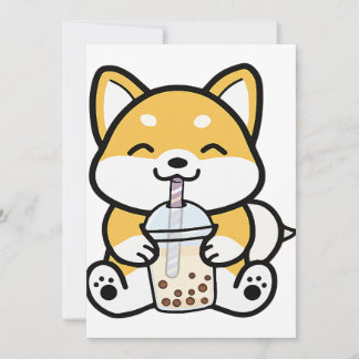 Bubble Tea Boba Corgi Inbjudningar