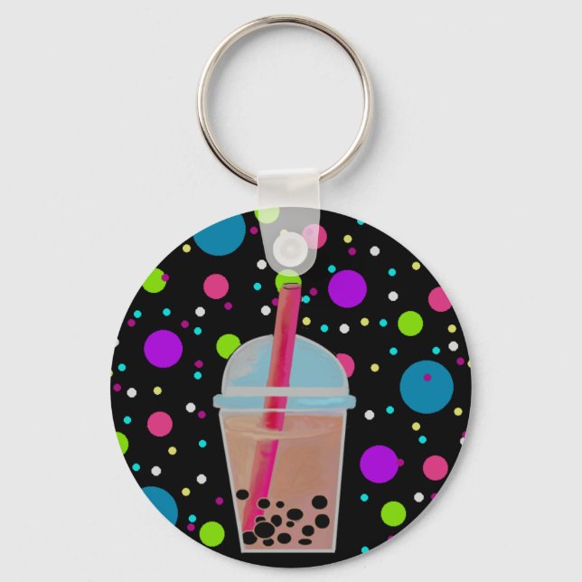 Bubble Tea - Bubble Background Nyckelring (Framsida)