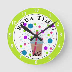 Bubble Tea - Bubble Background Round Clock Rund Klocka