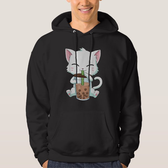 Bubble Tea Cat Boba Bubble Drinkers Cat Lovers Hoodie (Framsida)