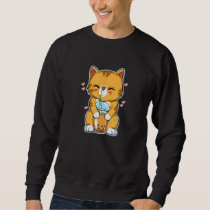 Bubble Tea Cat Lång Ärmad Tröja