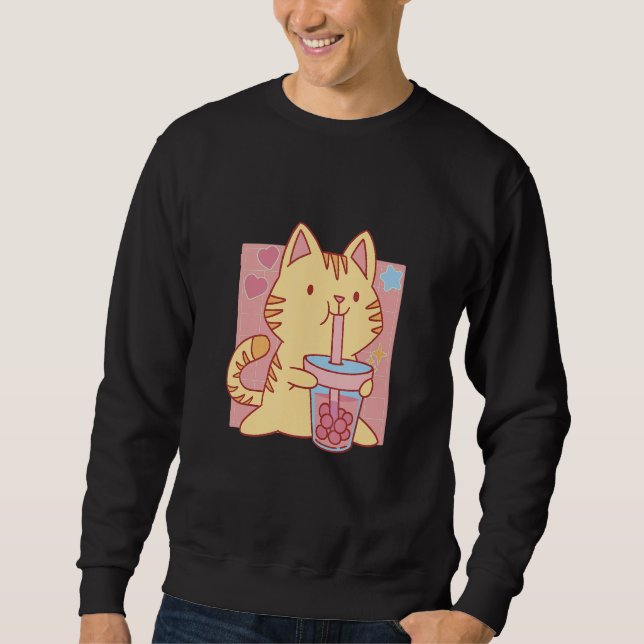 Bubble Tea Cats Lång Ärmad Tröja (Framsida)