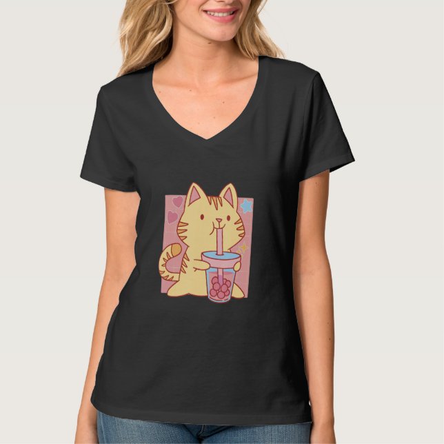 Bubble Tea Cats T Shirt (Framsida)