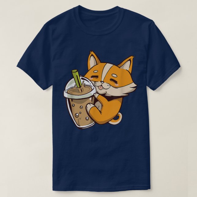 Bubble Tea Corgi Hund Boba T Shirt (Design framsida)