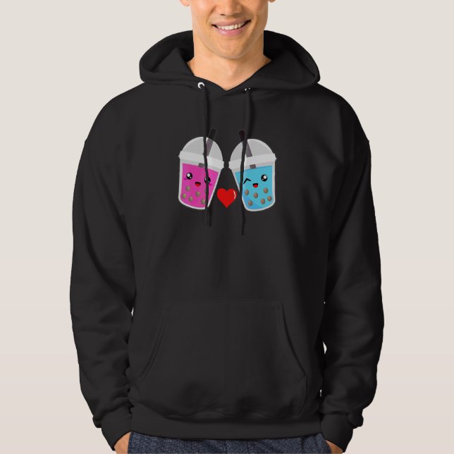 Bubble Tea Cult Drink Tea Drinker Heart Hoodie (Framsida)
