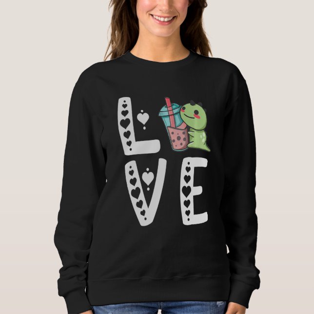 Bubble Tea Dinosaurs Cute Boba Tea Dino Sweet Drin T Shirt (Framsida)