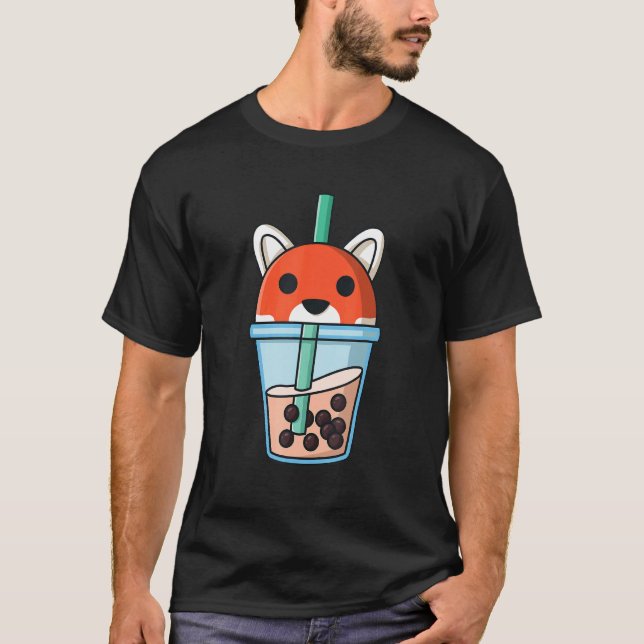 Bubble Tea Fox Boba Pearls Sweet Red Panda Girl T Shirt (Framsida)