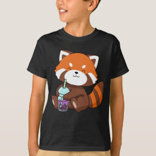 Bubble Tea Gift Girl Red Panda Boba Tea Bubble Tea T Shirt