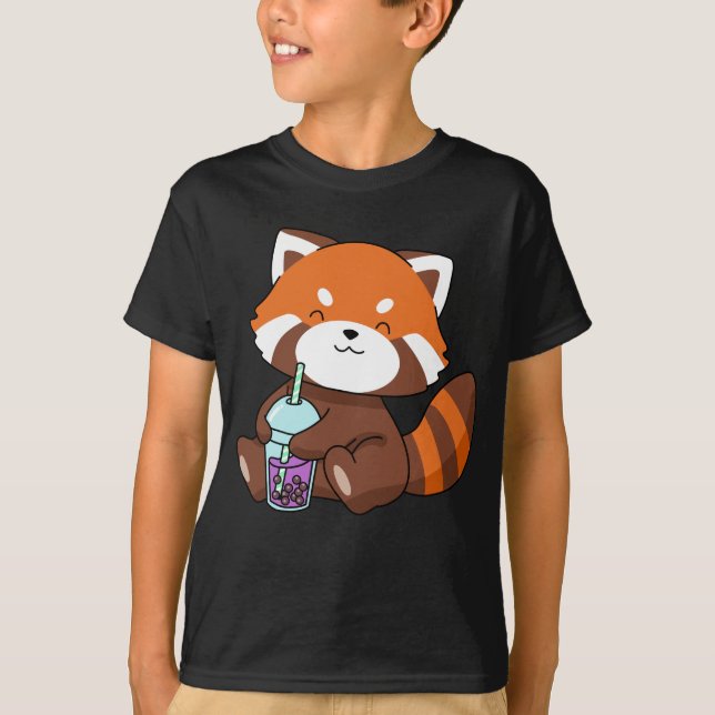Bubble Tea Gift Girl Red Panda Boba Tea Bubble Tea T Shirt (Framsida)