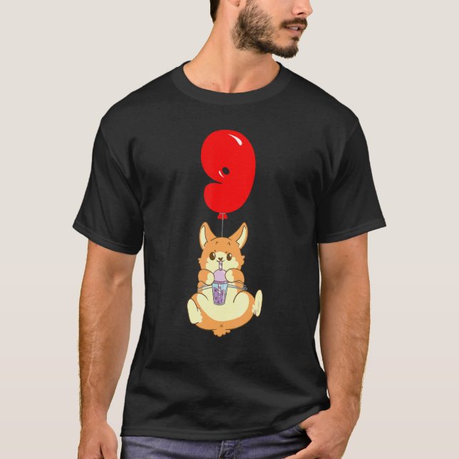 Bubble Tea Hamster 9:e födelsedag Kids Balloon P T Shirt (Framsida)