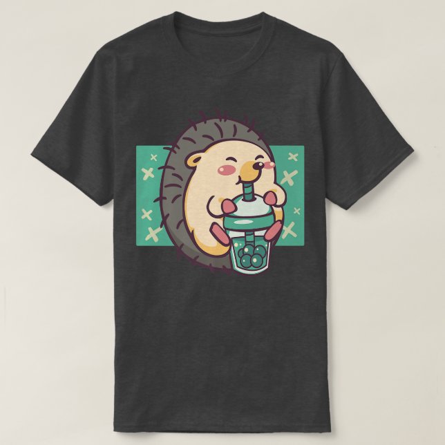 Bubble Tea Hedgehog Funny Boba Tea 450 T Shirt (Design framsida)
