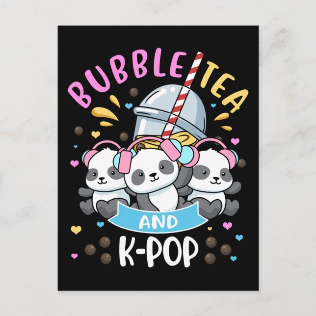 Bubble Tea K-Pop Gift Girls Boba Tea Gift Korea Vykort (Framsida)
