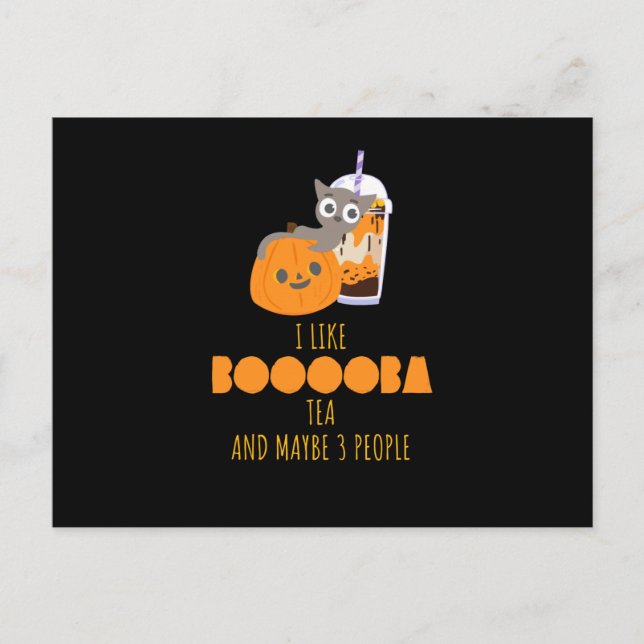 Bubble Tea Kawaii Halloween Vykort (Framsida)