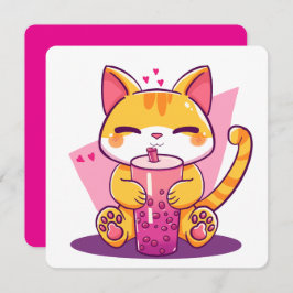 Bubble Tea Kitty Inbjudningar
