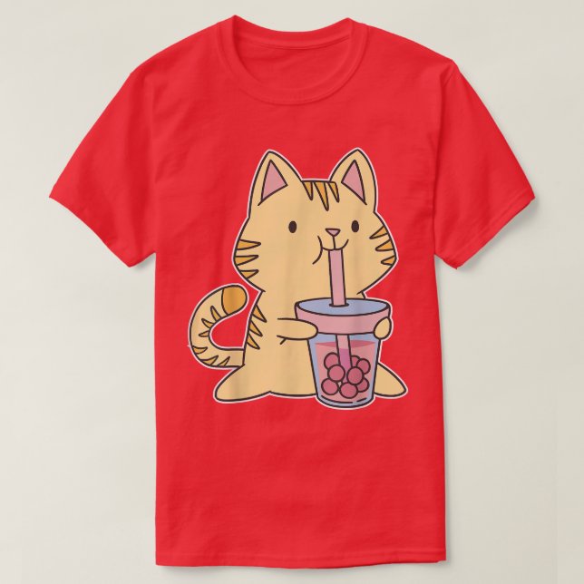 Bubble Tea Kitty Kawaii Boba Tea Cat Japan Sweet O T Shirt (Design framsida)