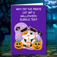 Bubble Tea med Pirat Kawaii Katt Halloween Kul