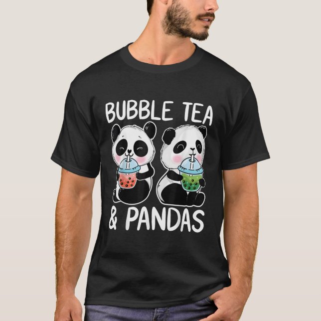 Bubble Tea och Pandas Boba Tea Kawaii Panda T Shirt (Framsida)