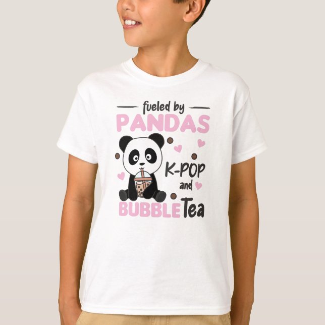 Bubble Tea Panda Chocolate K-Pop och Boba T Shirt (Framsida)