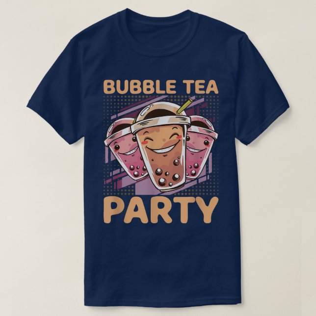 Bubble Tea Party Funny Boba Tea Kawaii T Shirt (Design framsida)