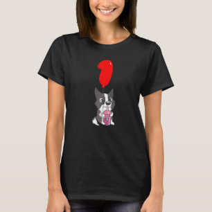 Bubble Tea Puppy 1:a Birthday Kids Balloon Party T Shirt
