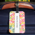 Bubble Tea Rainbow Rosa Orange Grönt Bagagebricka<br><div class="desc">Den briljanta och ljusa vattenfärgscirkeln mellan öga och feminin som kallas LUGGAGE TAG med en mönster som inspirerats av den vackra världen av bubbelte,  som innehåller varm och vibrerande färg av grönt,  orange,  rosa,  gult och blått. Texten kan enkelt anpassas med ditt namn för den perfekta personligen eller semestertillbehör!</div>