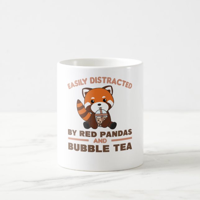 Bubble Tea Red Panda Chocolate Cute Animals Boba Kaffemugg (Center)