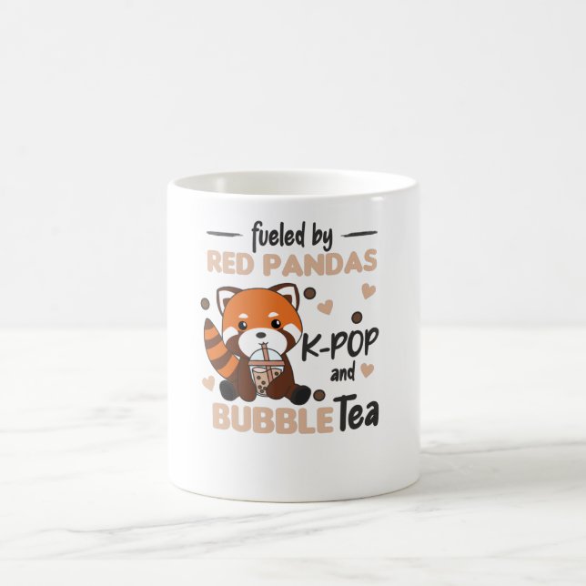 Bubble Tea Red Panda Chocolate Cute Animals Boba Kaffemugg (Center)