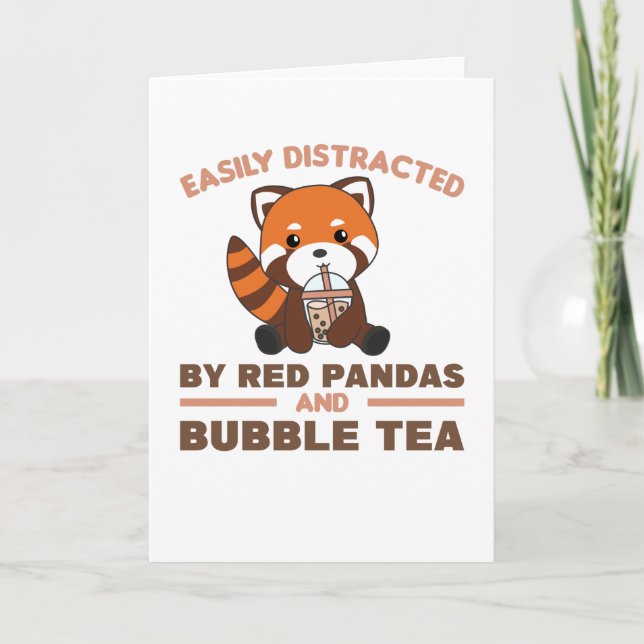 Bubble Tea Red Panda Chocolate Cute Animals Boba Kort (Framsida)