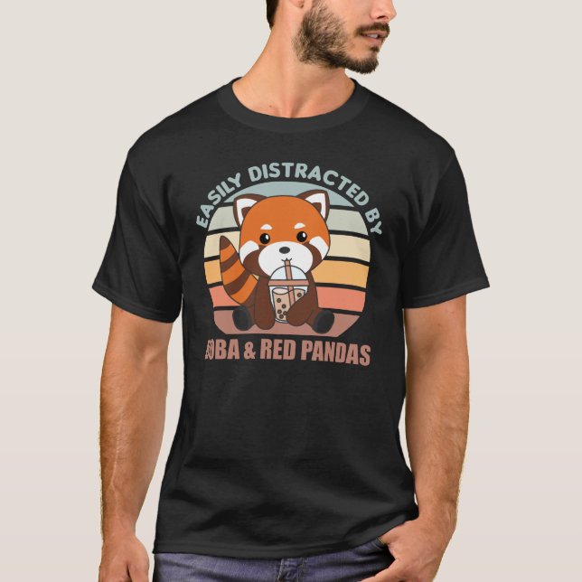 Bubble Tea Red Panda Chocolate Cute Animals Boba T Shirt (Framsida)