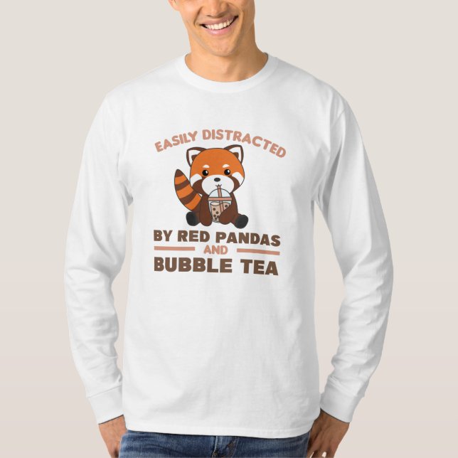 Bubble Tea Red Panda Chocolate Cute Animals Boba T Shirt (Framsida)