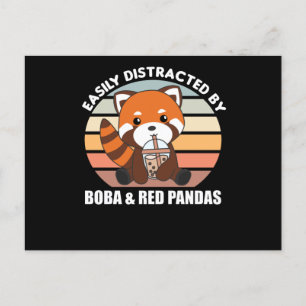 Bubble Tea Red Panda Chocolate Cute Animals Boba Vykort