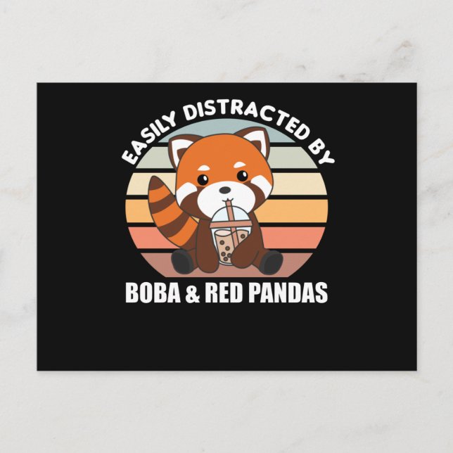 Bubble Tea Red Panda Chocolate Cute Animals Boba Vykort (Framsida)