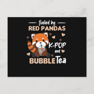Bubble Tea Red Panda Chocolate Cute Animals Boba Vykort