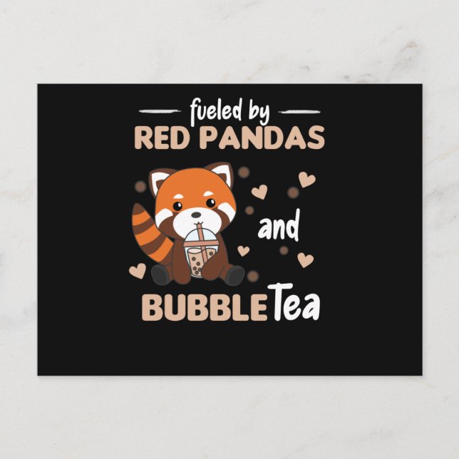 Bubble Tea Red Panda Chocolate Cute Animals Boba Vykort (Framsida)
