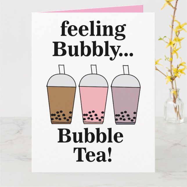 Bubble Tea Roligt  Kort (Gul blomma)