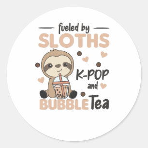 Bubble Tea Sloth Chocolate Cute Animals Boba Runt Klistermärke