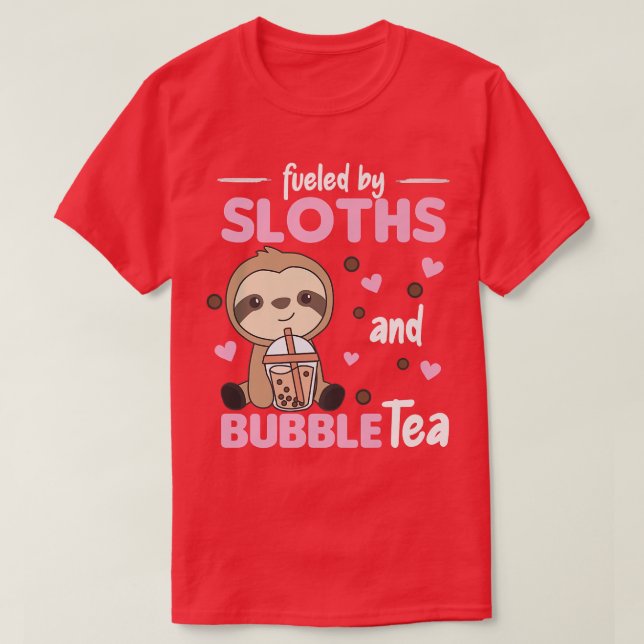 Bubble Tea Sloth med Chocolate Tea Cute Slots Pr T Shirt (Design framsida)