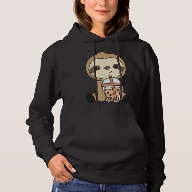 Bubble Tea Sloth med Chocolate Tea T Shirt (Framsida)