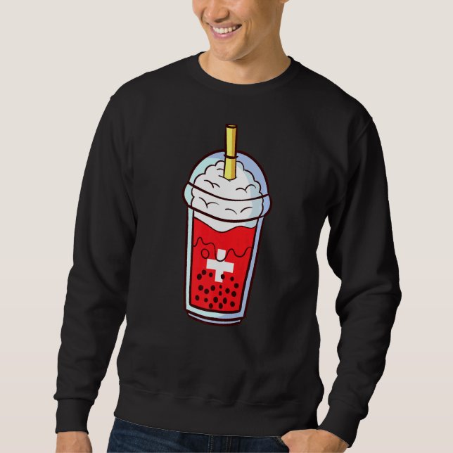 Bubble Tea Swiss Schweiz Lång Ärmad Tröja (Framsida)