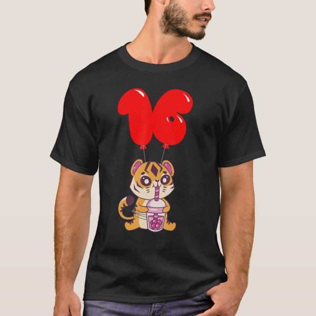 Bubble Tea Tiger 16:e födelsedagstidningen Kids Ba T Shirt (Framsida)