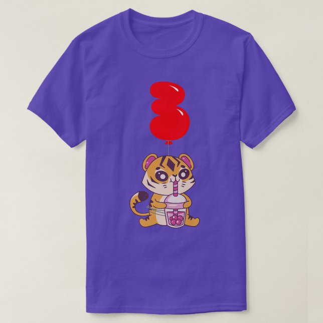 Bubble Tea Tiger - 3:e födelsedagen - Kids Balloon T Shirt (Design framsida)