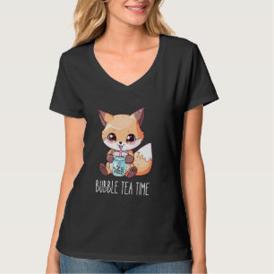 Bubble Tea Time - Cute Fox Drinking Boba Tea T Shirt