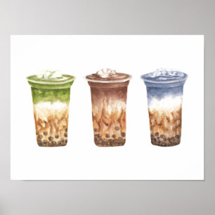Bubble Tea - uppsättning med tre Poster