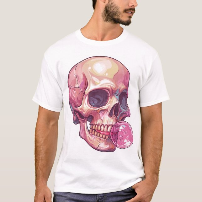 Bubble Trouble Skull � Funny Gum Skeleton T Shirt (Framsida)