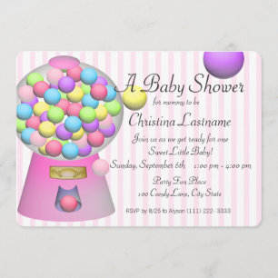 Bubblegum Baby Shower Inbjudningar