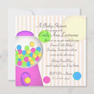 Bubblegum Baby Shower Inbjudningar